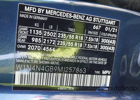 2021 Mercedes-Benz Gla 250 from USA, damaged, VIN W1N4N4GB9MJ257863